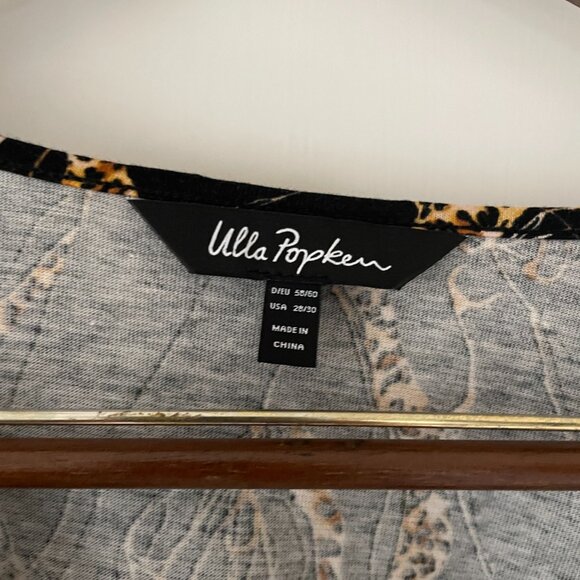 Ulla Popken Black with Cheetah spots 28/30 Women's Tunic Top 100% Cotton - Picture 5 of 6